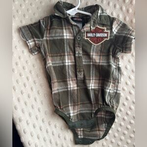 Harley-Davidson Green Plaid Baby onesie